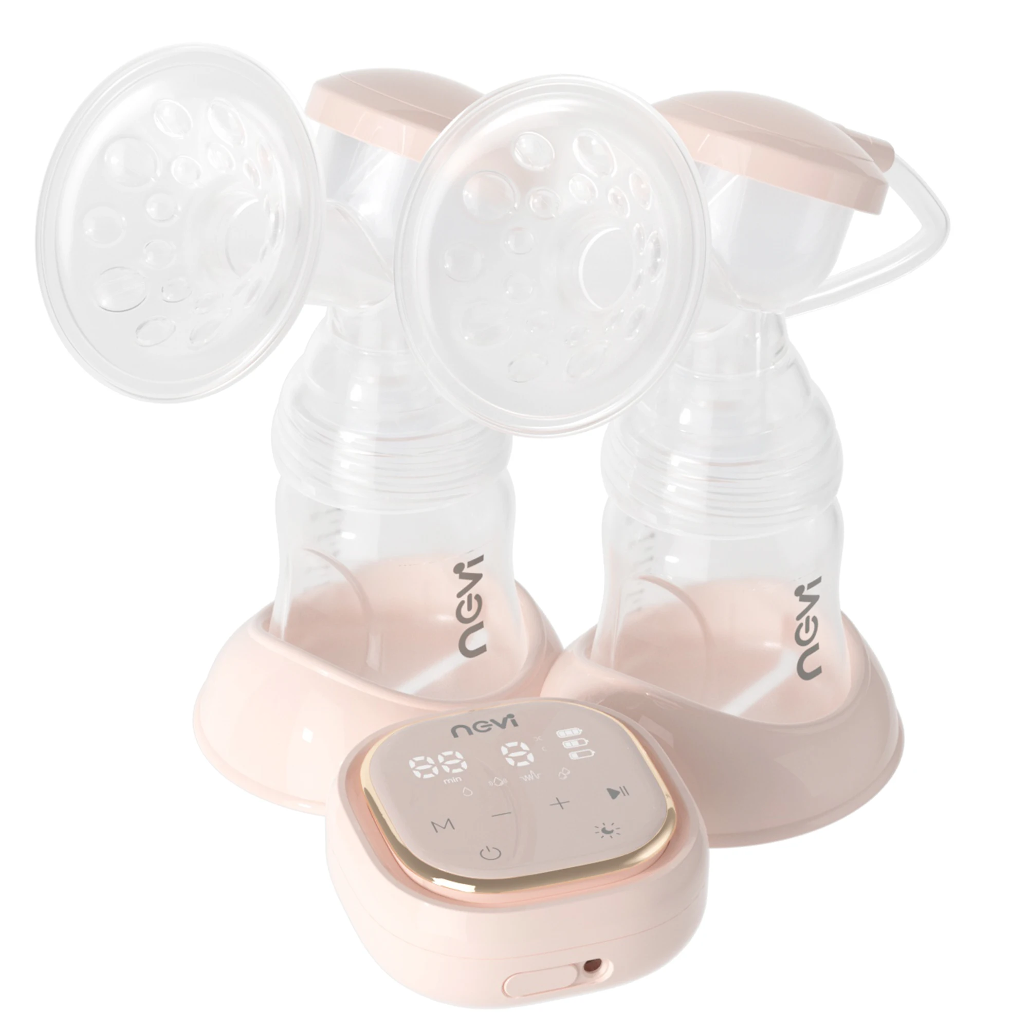 NCVI Breastfeeding Electric Milk Extractor Silicone Rechargeable Double Breast Pump with Bottles