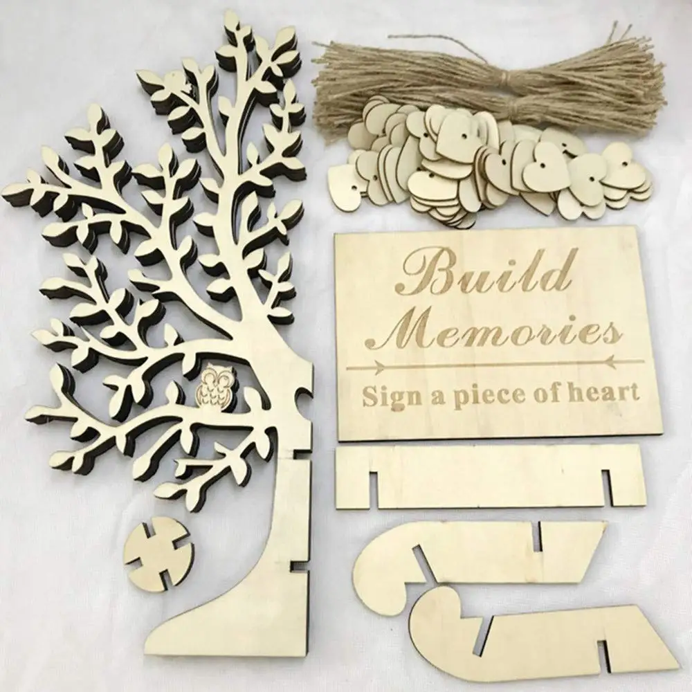 
Rustic Guest Registry Wood Tree Frame Drop Box Guest Books with Stand 