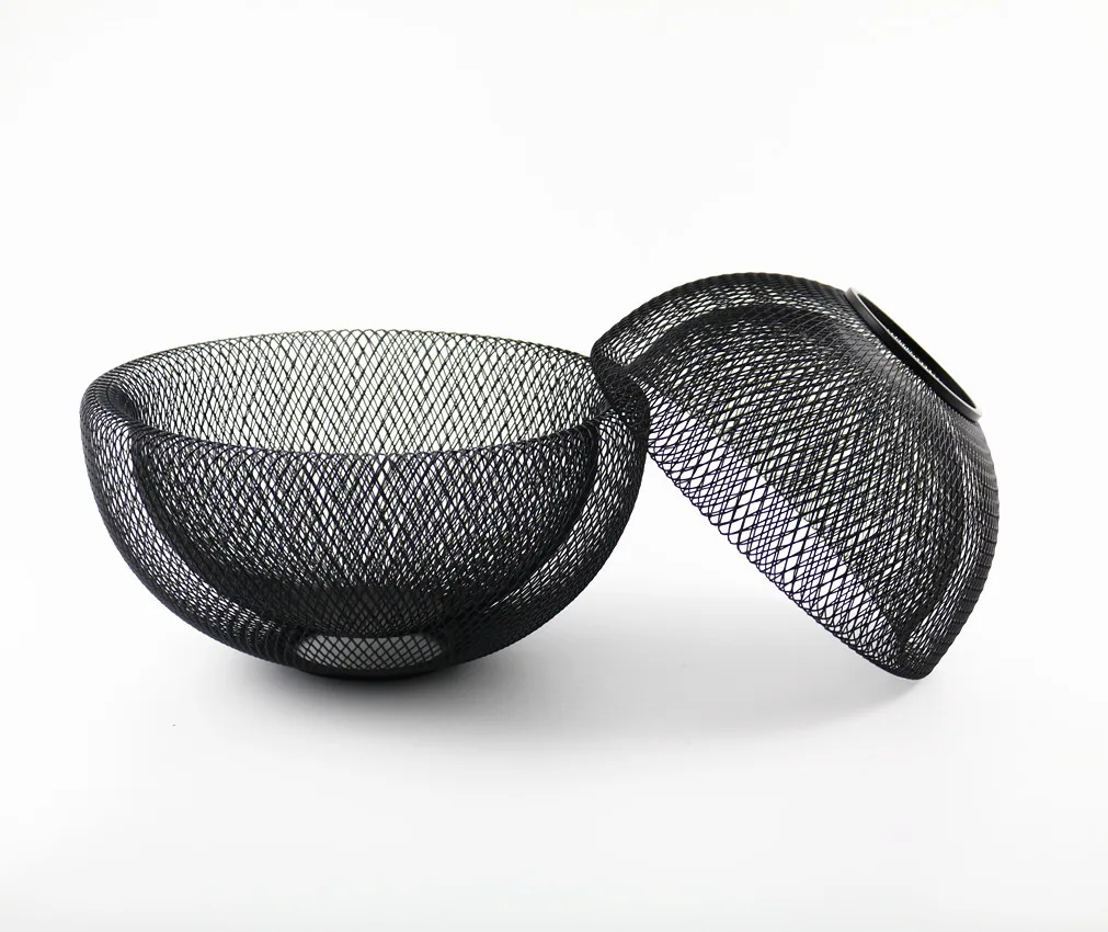 Household Kitchen Metal Small Wire Black Empty Fruit Basket Wire Mesh Vegetable Fruit Basket