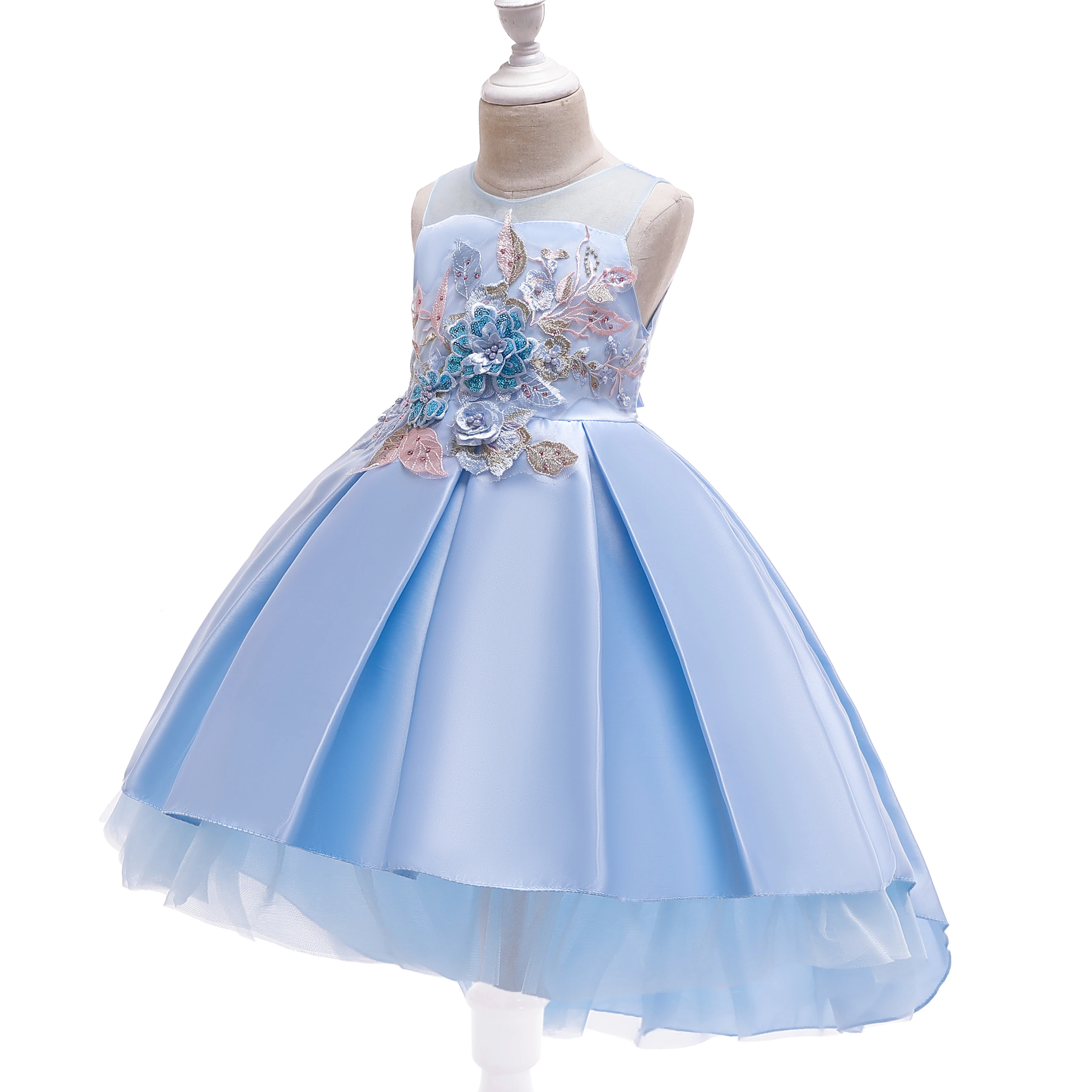 New fashion sleeveless wholesale boutique embroidery flower birthday princess party kids children 11 years old girls dress