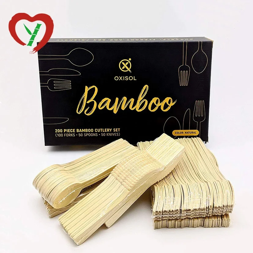 Compostable Eco Friendly Bamboo Cutlery Set Disposable Tableware