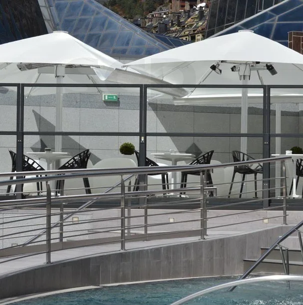 New Square Beach Umbrella 3M 4M 5M 6M Aluminum Patio Led Umbrellas For Terrace