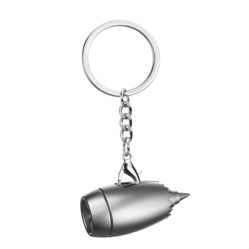 Xun Xin Zinc Alloy Silver Aircraft Engine Simulation Keychain Creative Metal Key Ring Pendant Cute Aviation Gift Wholesale