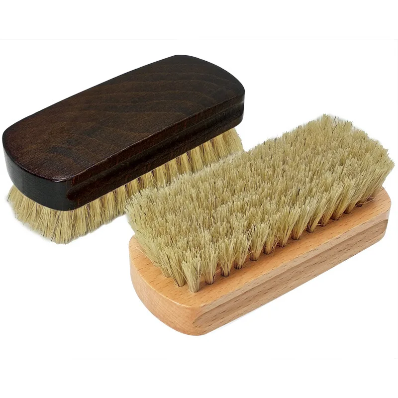 Wholesale Beech wood bristles brush pig bristle shoe oil brush solid wood handle leather shoe brush shoe eraser