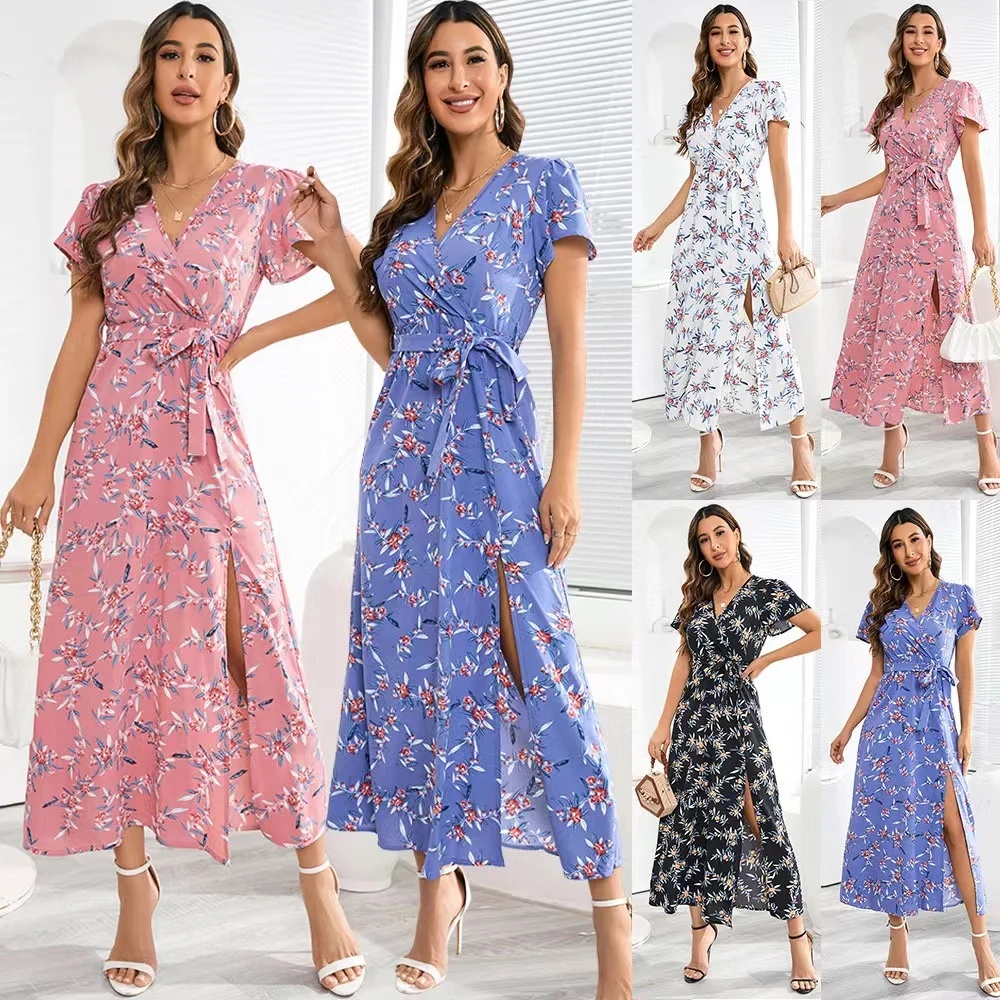 Элегантное Длинное плиссированное платье с V-образным вырезом модное офисное женское плиссированным подолом летнее «рыбий хвост»