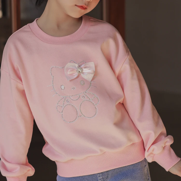 Toddler Clothes Toddler Girl Hoodies Kitty Cartoon Pink Pullover Children Tracksuits Clothing K ids Cotton Sweatshirt Hoodie
