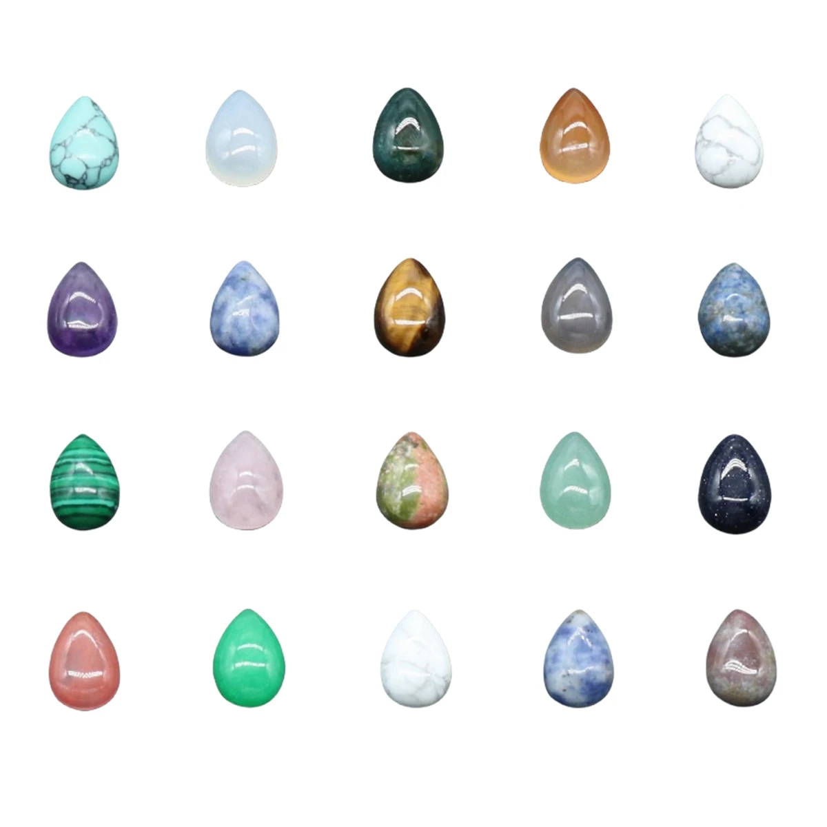 10x14mm Natural Stone Beads Water Drop Shaped Ring Faceted Reiki Beads for DIY Jewelry Making