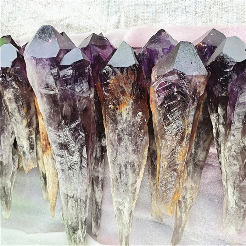 
Wholesale Raw Rough Natural Purple Crystal Quartz Amethyst Scepter Stone Rock Wand Point Tower For Home Decoration 