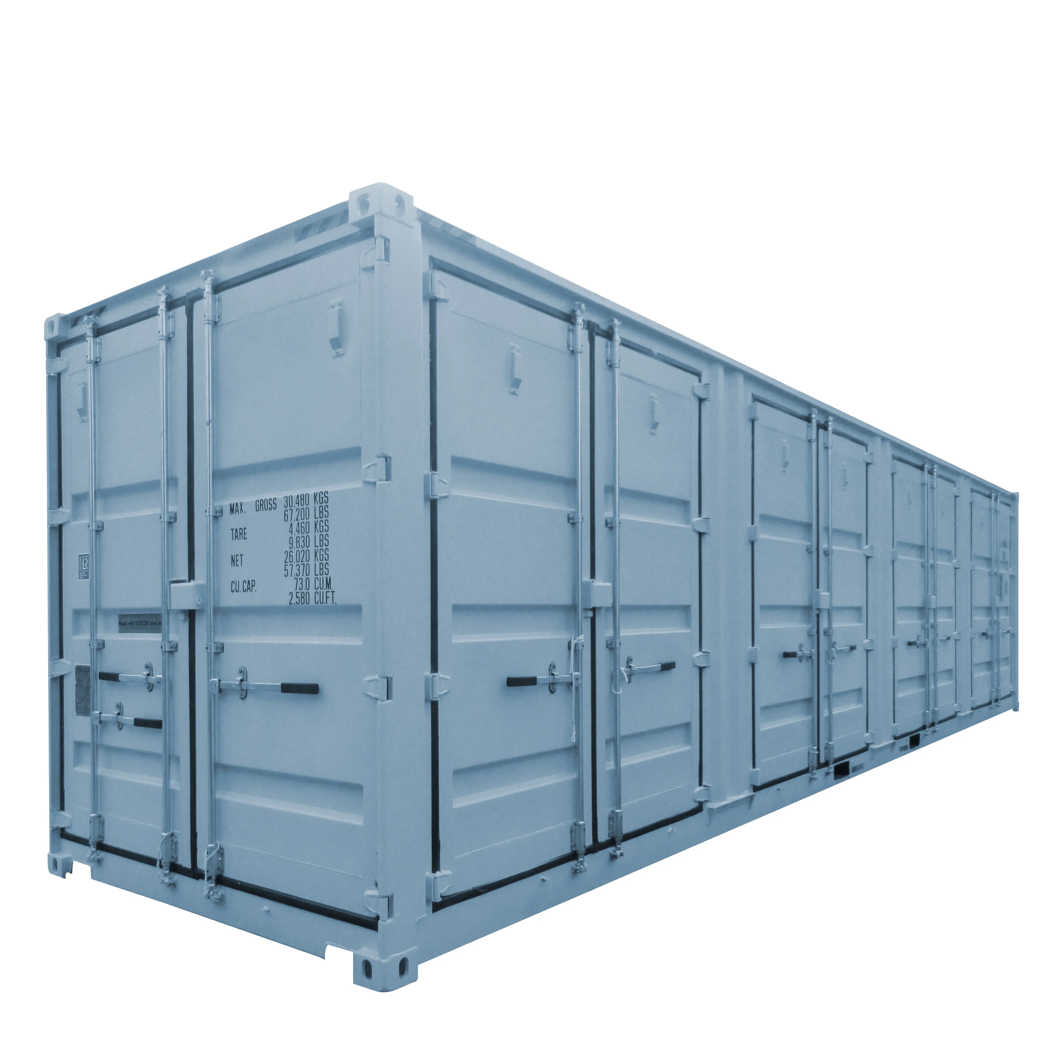 Side open container for shipping and storage