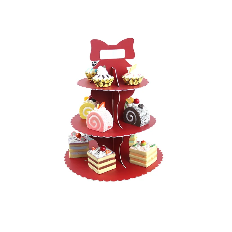 2022 Luxury White Cardboard Round Shape 3 Tier Cake Stand for Wedding Cake