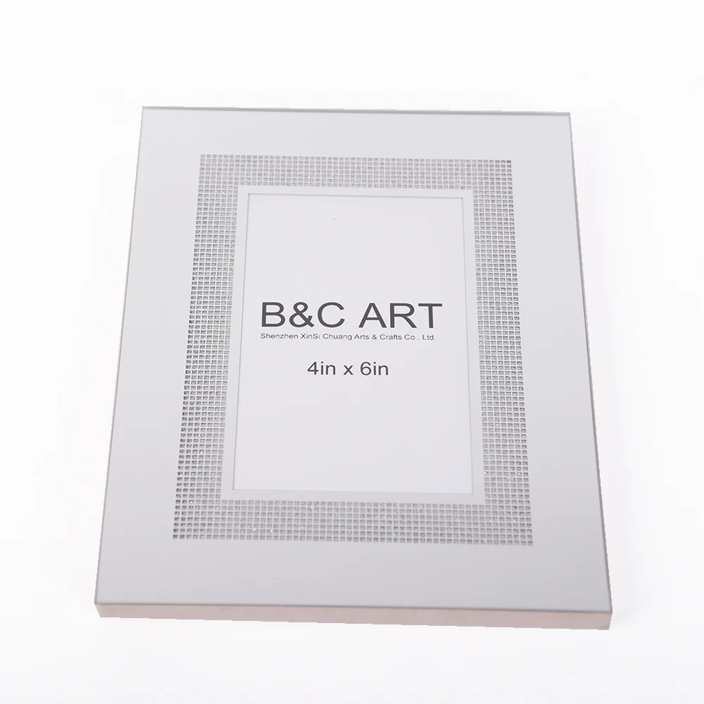 Wholesale Modern Style Tabletop Display 5x7 inch Silver Mirrored Glass Picture Frame for Wedding Party