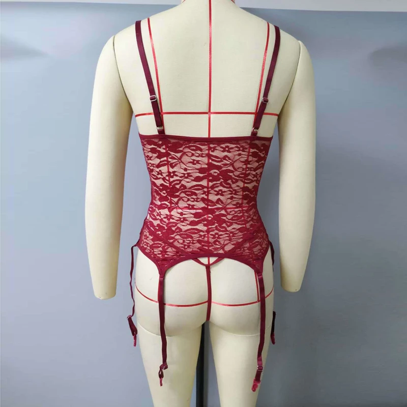 2023 Factory Wholesale Cheap Price Stock Lot Bulk Shorts Woman Wine Red Lingerie Sets Exotic Plus Stockings
