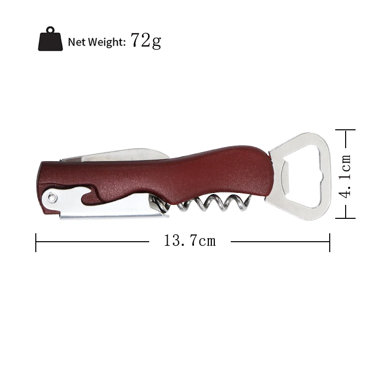 Professional Stainless Steel Plastic Handle 4 in 1 Corkscrew, Bottle Opener and Foil Cutter