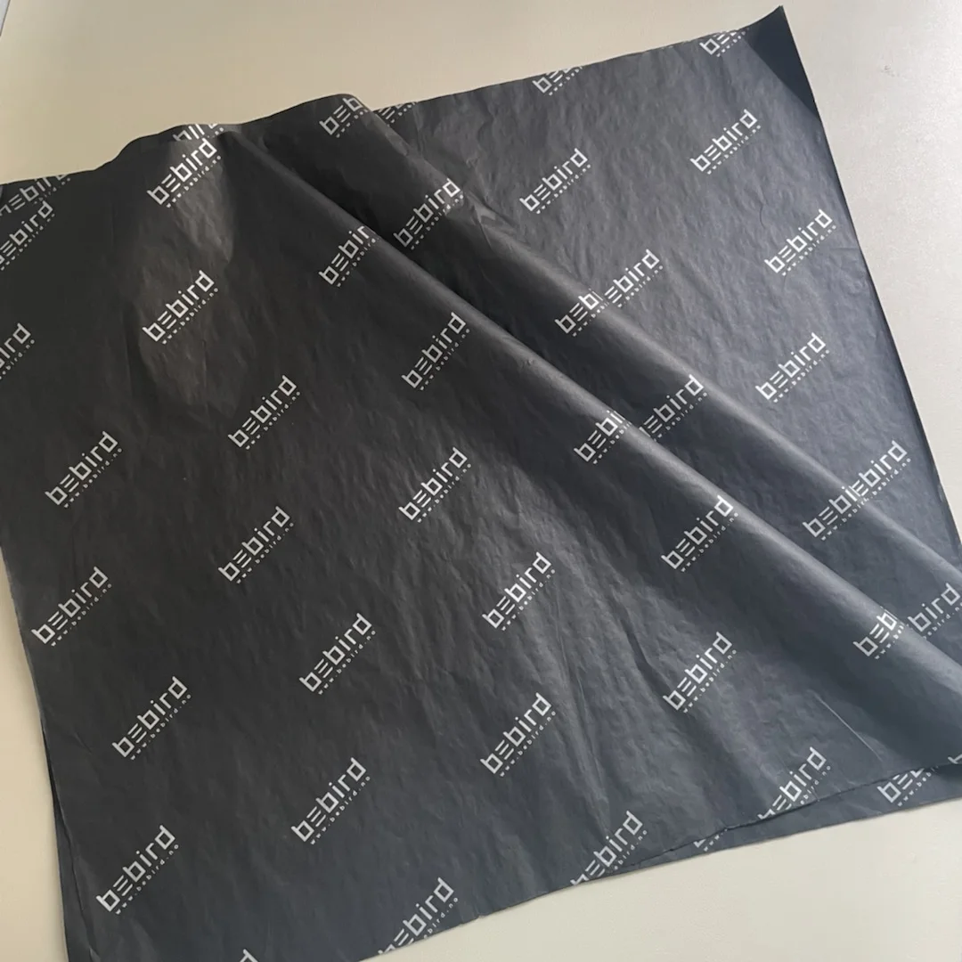 Customised Gloden Logo Black Packaging Paper Tissue Wrapping Paper Clothes Shoes Packaging Wrap Tissue Paper