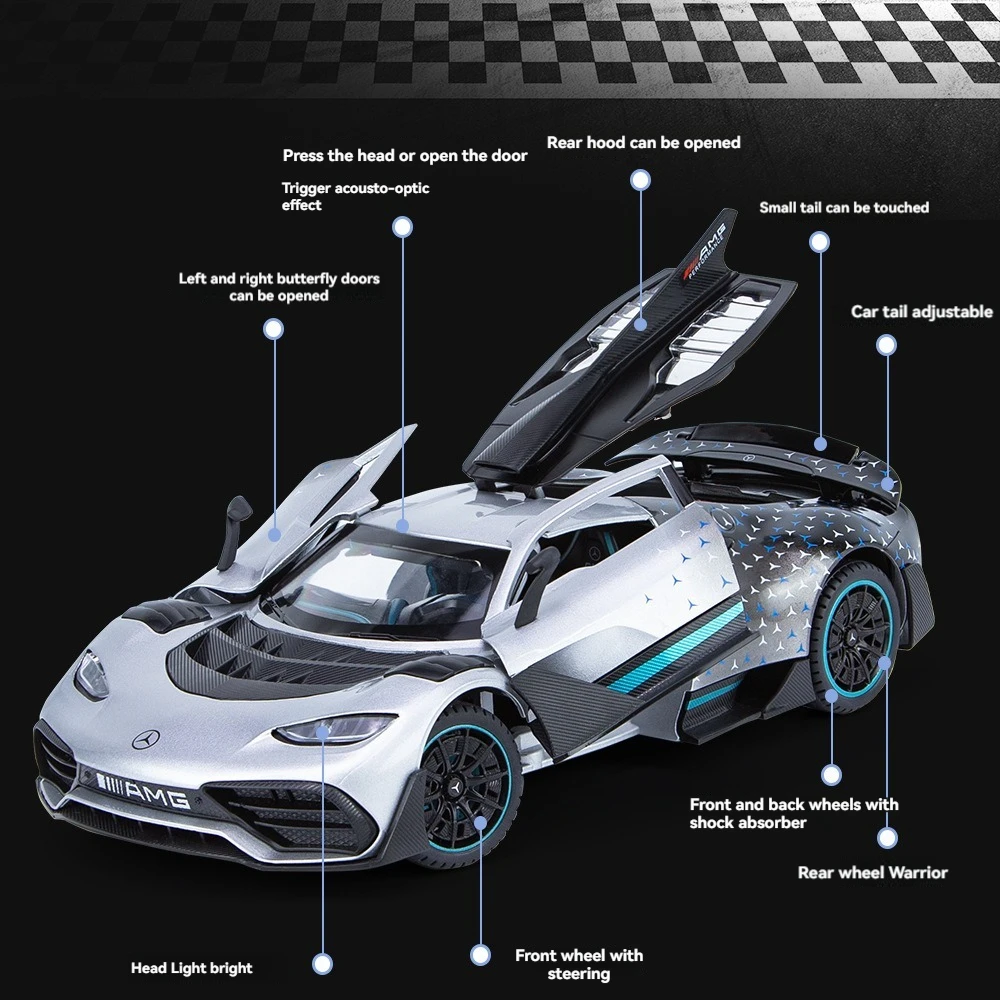1:24 масштабные модели автомобилей Benz AMG ONE со звуковым и световым откатом декоративные металлические автомобиля игрушки Coche modelo del metal