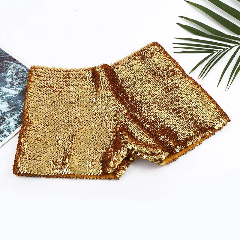 Women Street Fashion Sequin Shorts Mardi Gras Elastic Belt Slim Fit Low Waist Versatile Female Shorts Girls Dance Hot Pants