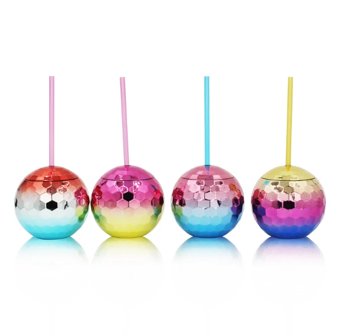 Hot Sale 19 Oz Disco Ball Tumbler Cups 1970s Disco Flash Ball Cocktail Cup Sparkly Glitter Disco Bar Party Wine Drinking Tea