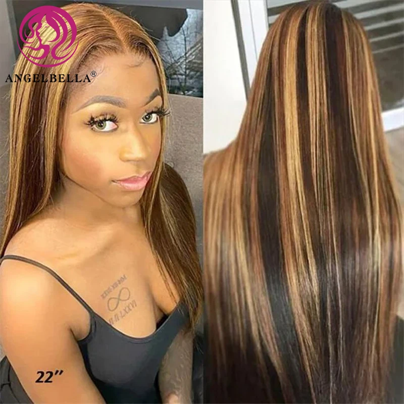 Highlight HD Wigs Human Hair Lace Front Shoulder Length Piano Color Curly Bob Wig Highlight Body Wave Bob Wig For Black Women