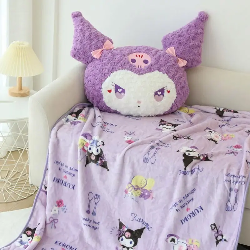 New Cute Plush Cartoon Cushion Blanket Sanrio Plush Toy Anime Figure Kuromi Plush Stuffed Pillow Blanket wholesale sanrio pillow