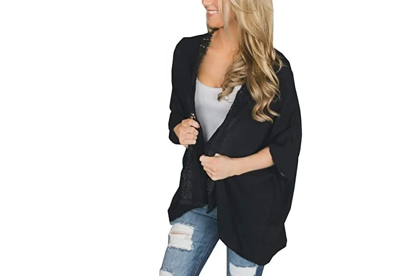 
Popular spring and summer solid color lace and sun protection blouse beach clothes 