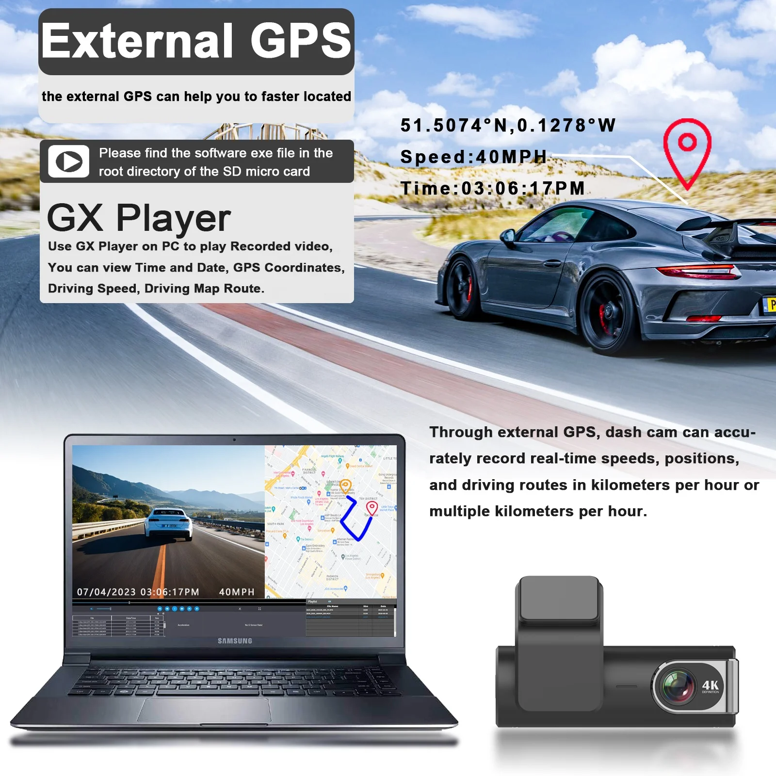 Mini 4K Dash Cam video camera front and rear dual lens 4k dash camera for cars 4k+2k dashcam GPS Wifi Car DVR HD 4k dash cam