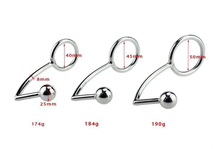 Stainless Steel Metal Beads Penis Ring Butt Plug Cock Ring Anal Hook For Men