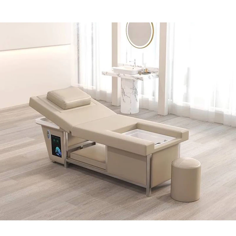 New design hair salon water circulation head therapy washing bed electric thai style treatment shampoo chair with foot spa