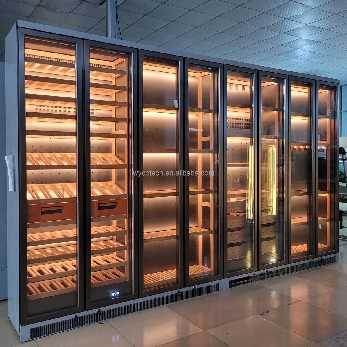 Wine bar Cabinets Customized Size Beech Wooden Shelf Display Cooler wine cabinet Home Living Room Wine Cooler Storage Cellar