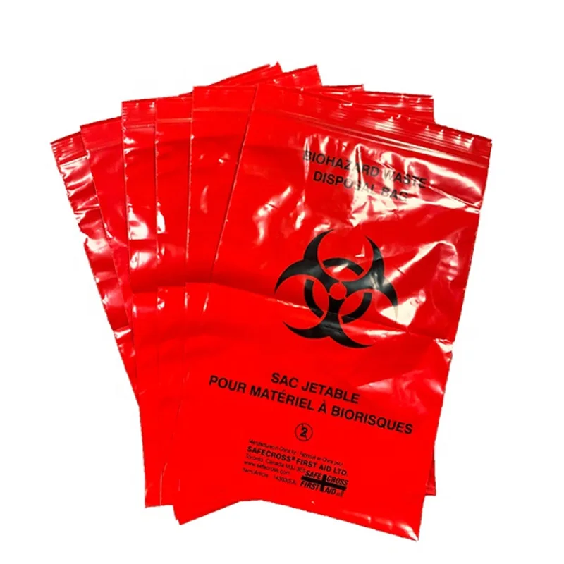 Laboratory Ziplock Top 6x9 inch Plastic Sample Bag Biohazard Waste Specimen Bags