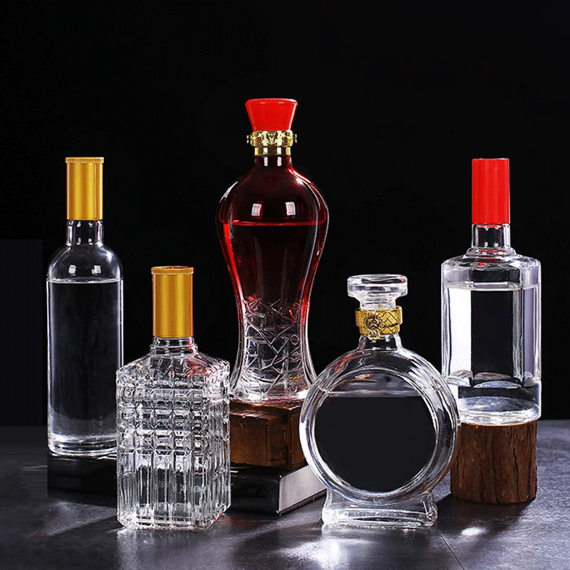 500ml 16OZ Empty Clear Round Vodka Tequila Brandy Whisky Liquor Glass Bottle