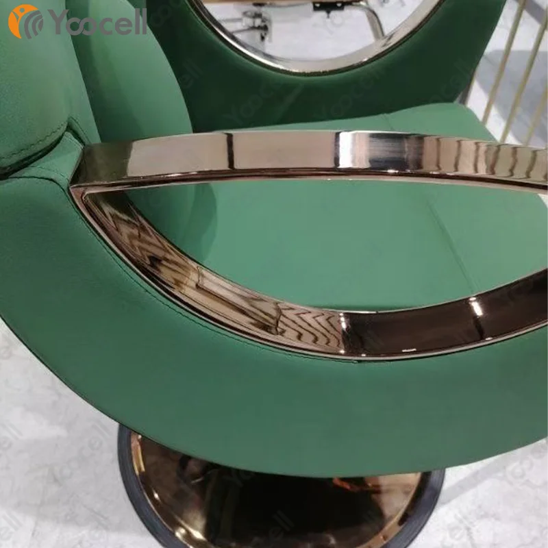Yoocell green flannel gold frame reclining backrest takara belmont styling chairs barber shop hairstyles chair with footrest