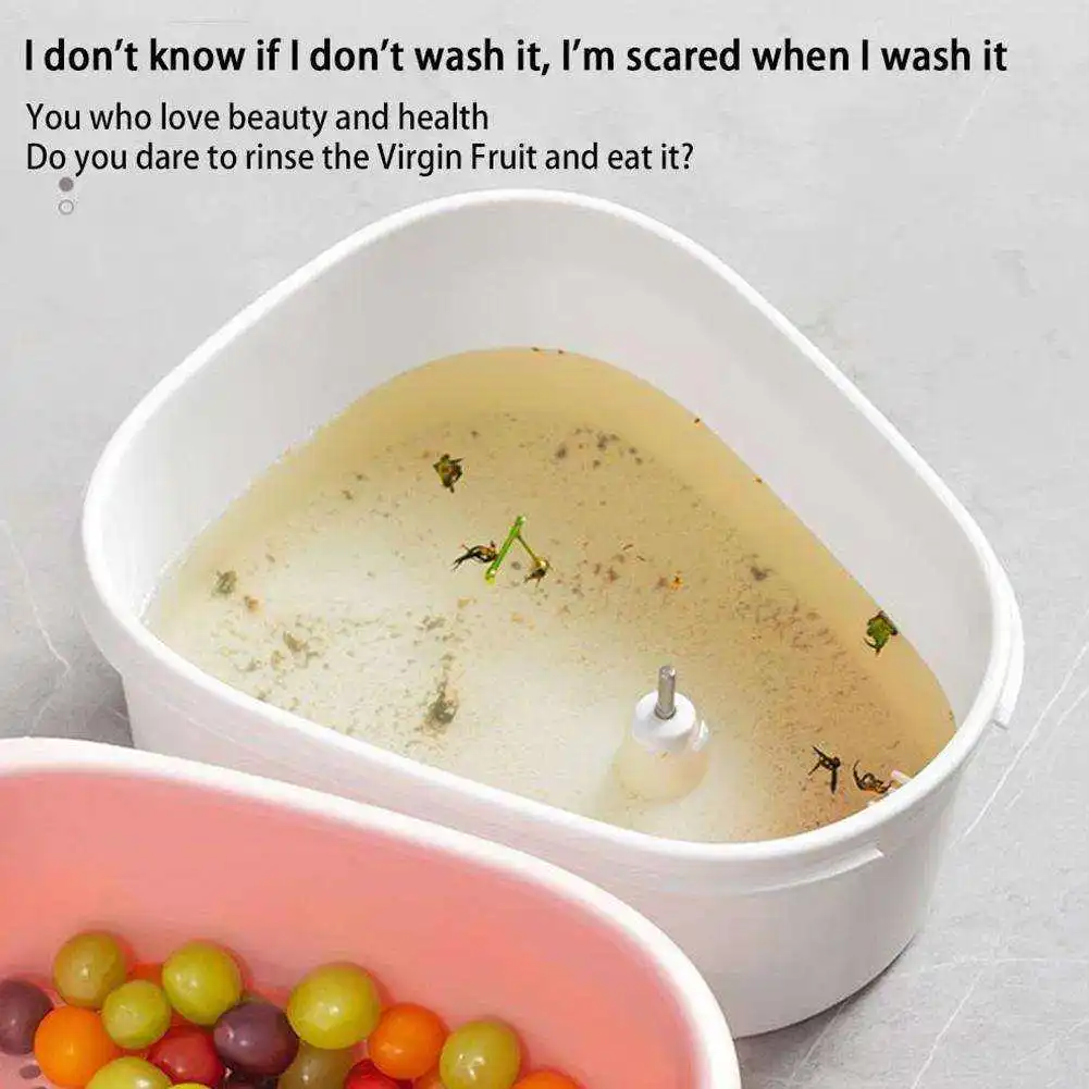 Fruit Vegetable Washing Machine Fruit Washing Spinner Device Vegetable Cleaner Full-Sided Spin Scrubber Brush Food Cleaning Tool