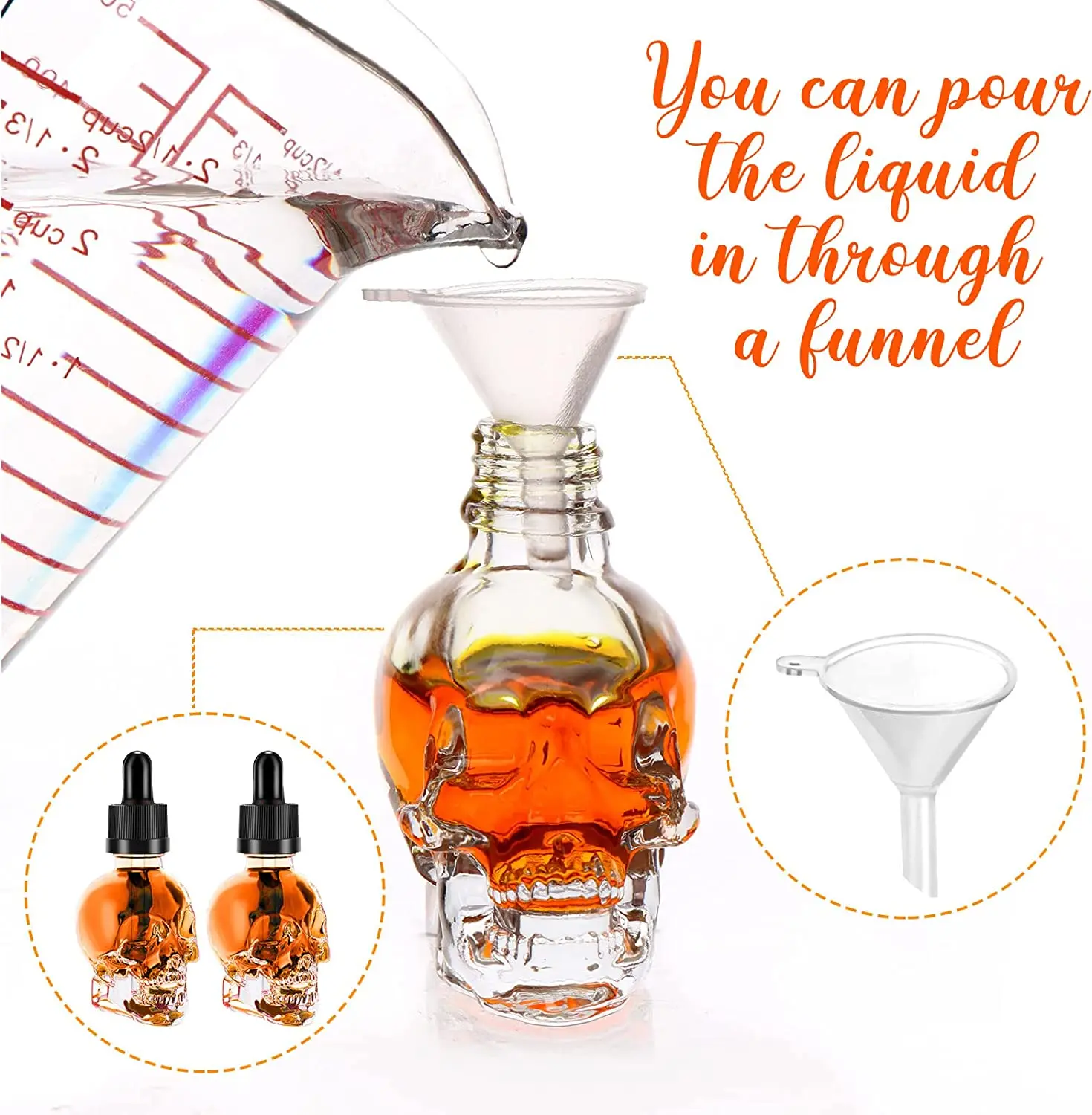 R 2023 New Unique shaped glass dropper 30ml 60ml 120ml glass skull bottle