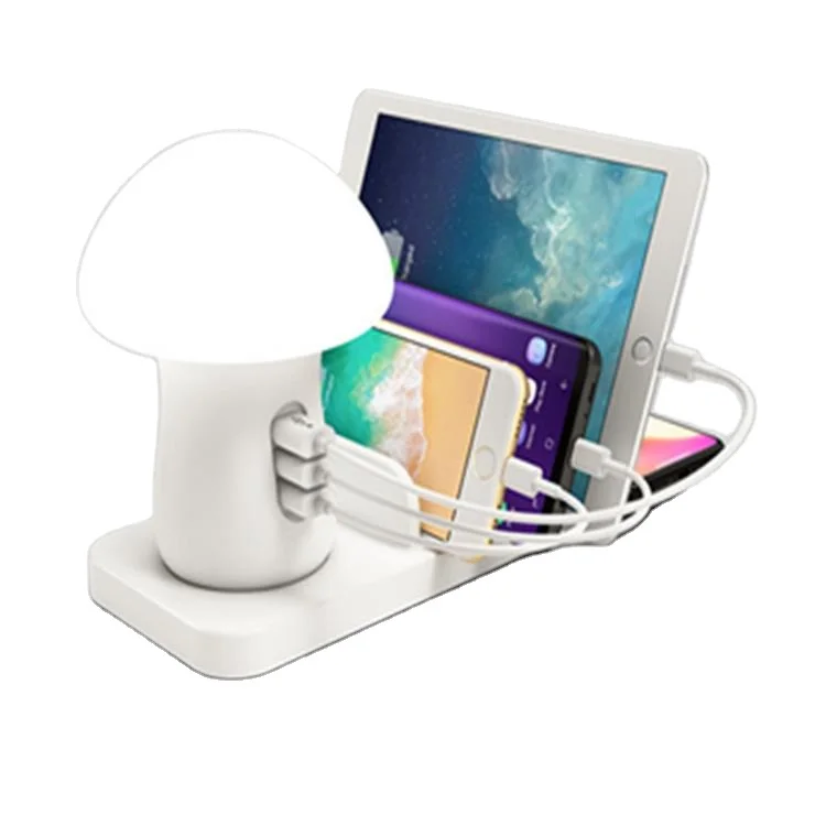 Mushroom Lamp Multi Port Quick Charger 3.0 Wireless Charger Usb Hub Multifunction Wireless Charging Station