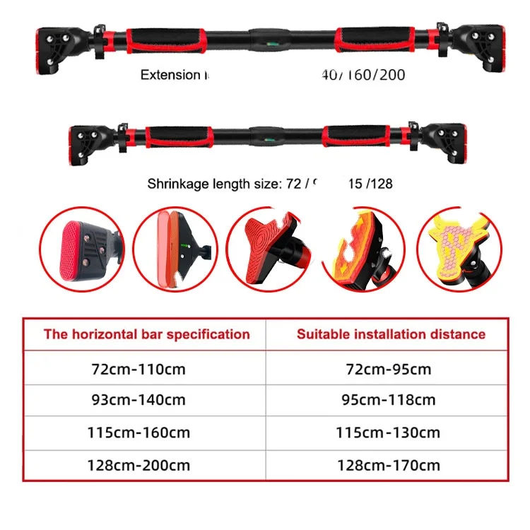 New Design Door Frame No Screw Wall Mounted Door Bar Pull Up Bar with Horizontal Bubble Level