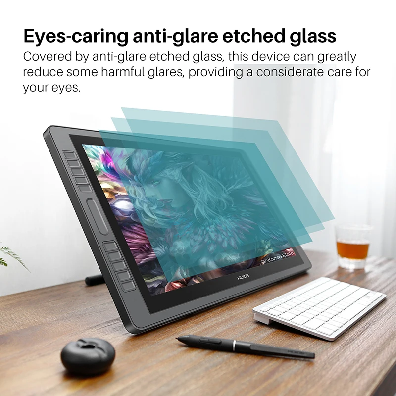 Huion Kamvas pro 22 2019 battery-free electromagnetic tilt function pen display