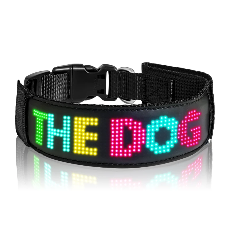 Programmable waterproof Led Light Dog Collar For Small Dog LED Collar Leash dog collar with editable name plate