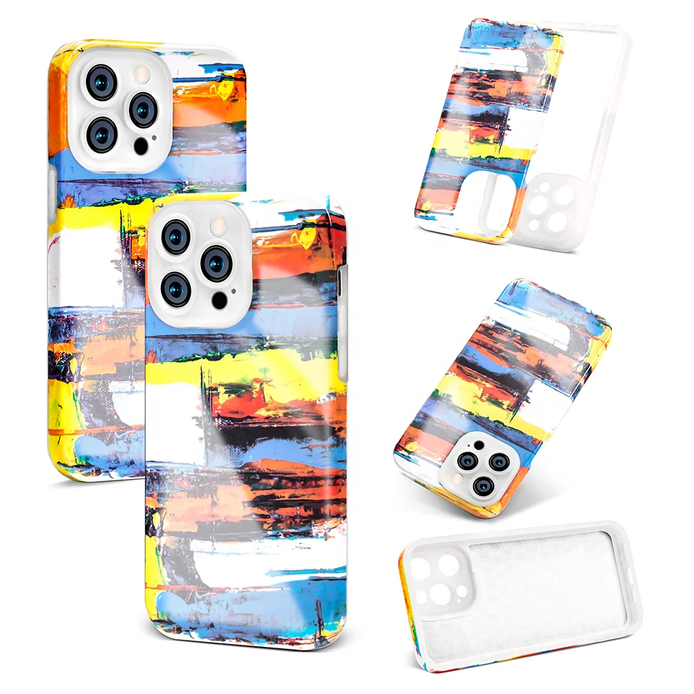 2 In 1 HD Thermal Transfer Printing Pattern Cell Mobile Smartphone TPU PC Hard 3D Sublimation Phone Case For iPhone Case Cover