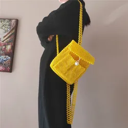fashion bright yellow handcraft ladies beaded shoulder bags