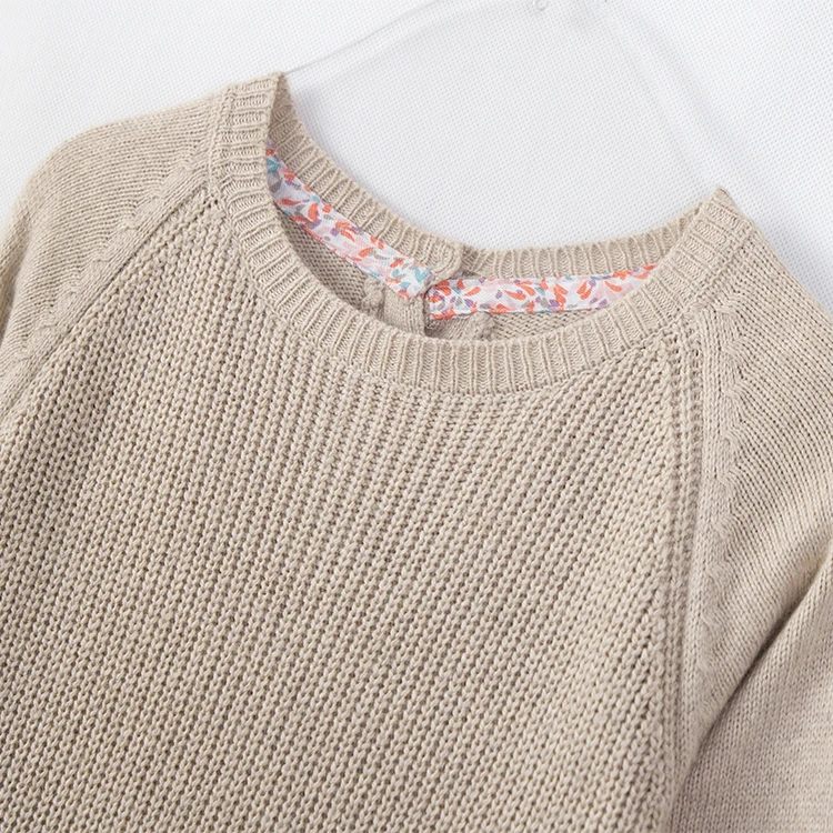 Autumn popular kids girls knitted dress children  long sleeve floral dress