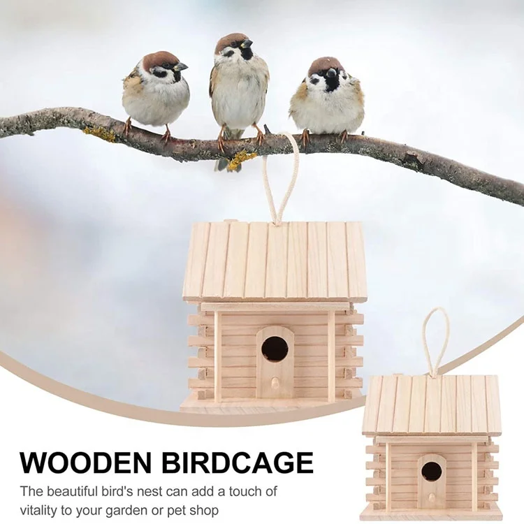 hot sales wholesale natural Wooden Hanging Decorative Nest Box Bird House for Outside Garden Patio