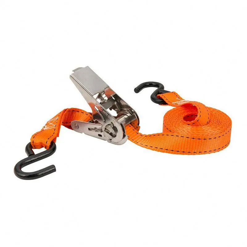 Wholesale 1 inch Polyester Motorcycle cargo strap Ratchet Tie Down With S Hook