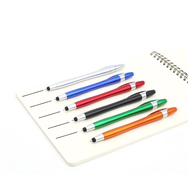 Custom Logo Stationery Colored Promotion Mobile Touch Ball Pen Advertising Ballpoint Pen Plastic OEM Promotional Pen 1000 Pcs
