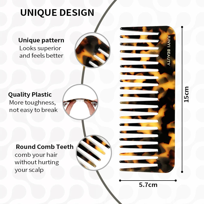 Large Size Cellulose Acetate Hair Comb Wide Tooth Korean Comb Custom Logo Anti-Static Acetate Hair Comb
