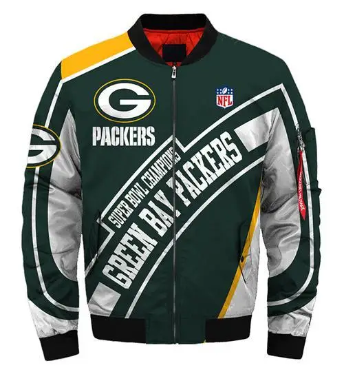2022 new football teams Green Bay 3D print jacket fashion aviator jacket for men