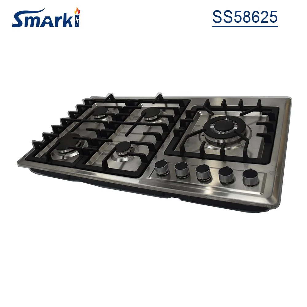CE/NOM 5 burner Gas Stove SS Gas Hob built in gas grill SS58602