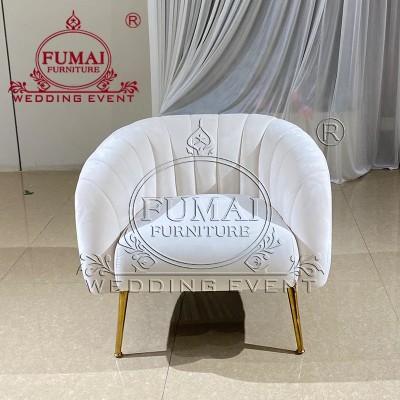White Velvet Single Seater Soft Wedding Sofa Chair