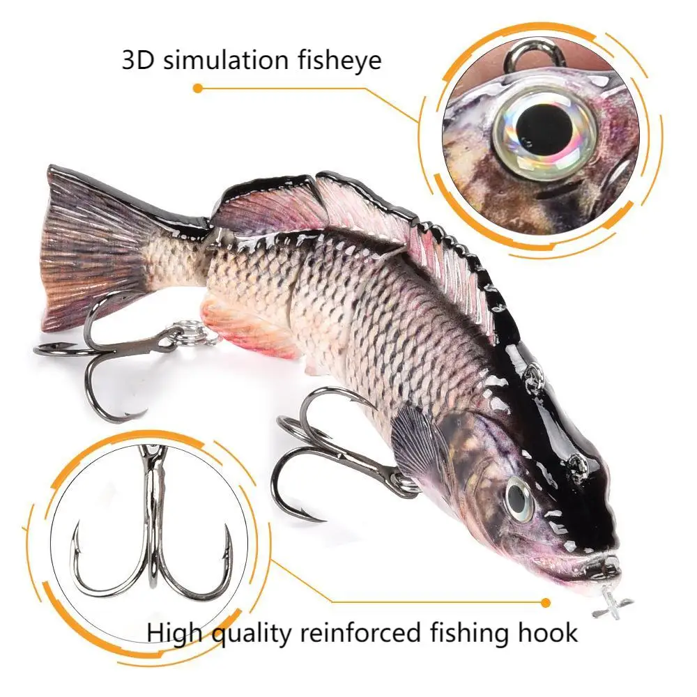 New 10/13.5cm Fishing Bait Auto Swimming Luress 4-segment Wobblers Outdoor Sport Swimbait Fishing Lure Usb Rechargeable