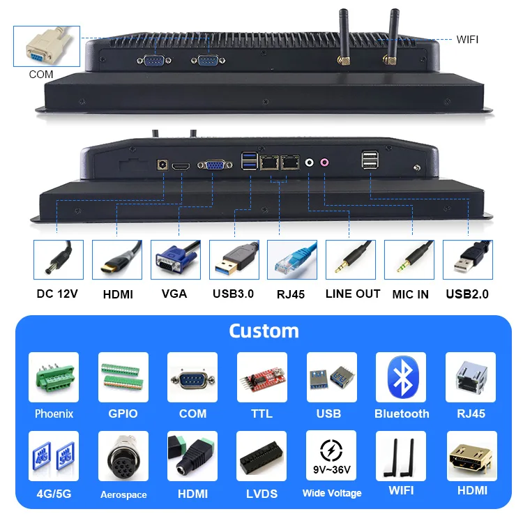custom 10.4 11.6 inch 13.3 inch 15.6 inch industrial embedded pc windows 10 touchscreen touch panel industrial touch panel pc