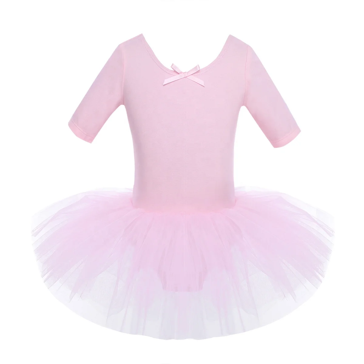 Kids Girls Short Sleeve Cotton Tulle Training Dancewear Performance Wear Ballet Costume Ballet Dress Dance Dresses Girl Leotards